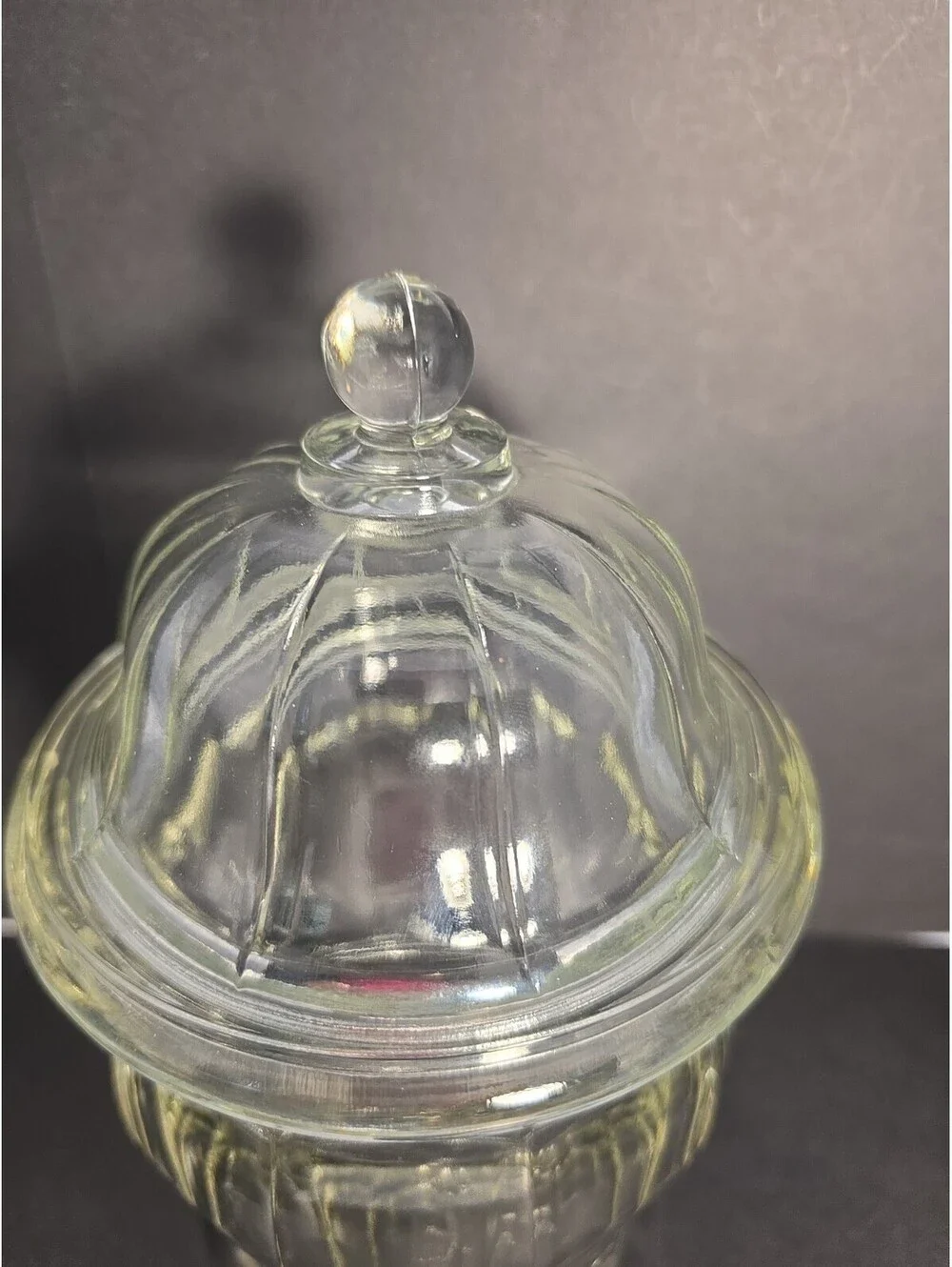 Indiana Glass Clear Paneled Heavy 4.6lbs. Apothecary Jar & Lid